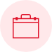 A pink briefcase icon representing professional partnerships with 12 satisfied clients.
