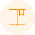An orange book icon highlighting expertise in managing over 50 content writing projects