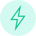 A teal lightning bolt icon symbolizing energy and efficiency in delivering 30 successful SEO projects