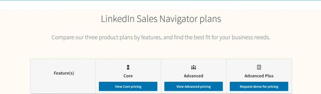 Linkedin Sales Navigator pricing plan