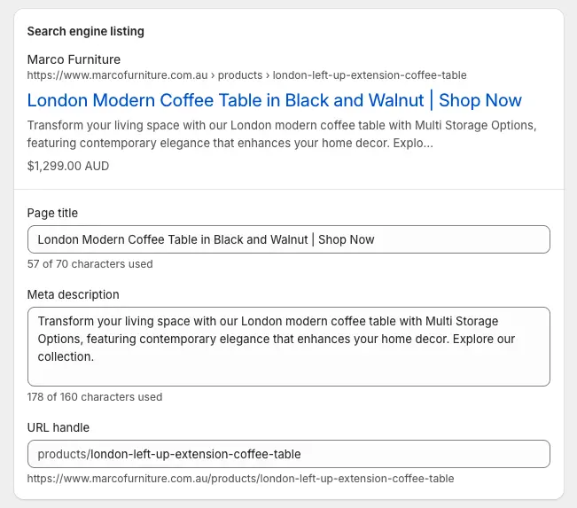 on page key points for Shopify